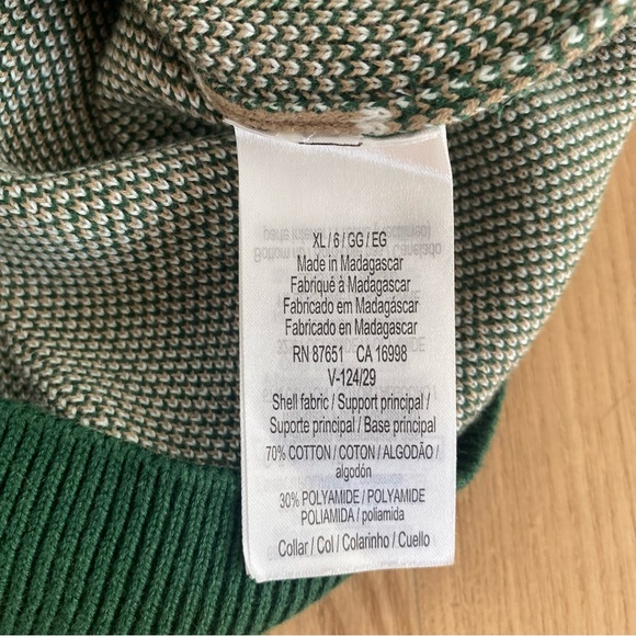 Lacoste Monogram Jacquard Logo Crewneck Sweater Green Paris Preppy Heritage XL - Picture 5 of 7